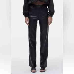 Faux leather straight leg pants